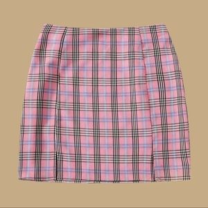 Pink Plaid Skirt